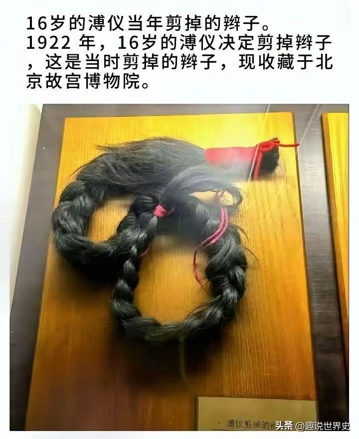 末代皇帝剪下的辫子
如今已成为了文物，被收藏在博物馆里…溥仪遗留物品
