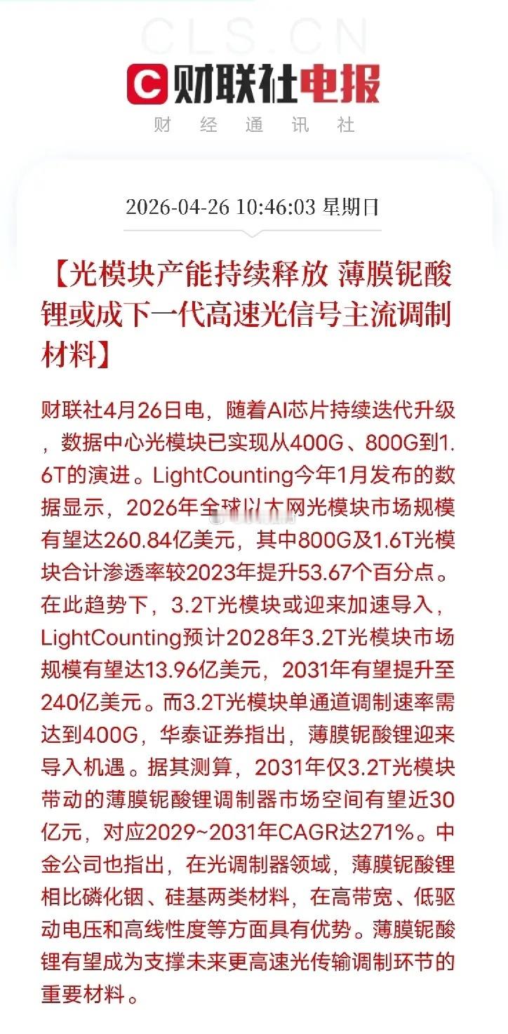 AI光通信革命！薄膜铌酸锂成3.2T时代“钥匙”，这些A股要起飞AI算力爆发，高