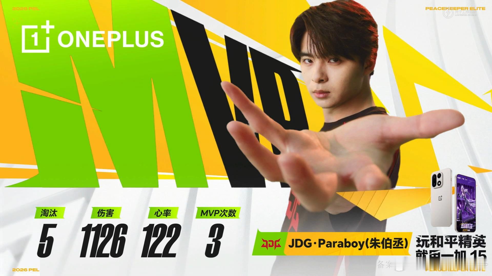 JDG伞兵季后赛单局MVP 伞兵单局5淘汰拿下MVP。伞兵paraboy
