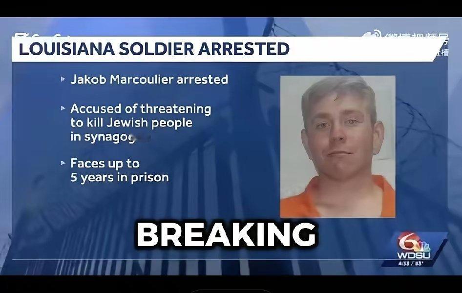 美国大兵称，自己最大的梦想就是用枪杀光犹太教堂里所有犹太人，然后被起诉，最高可被