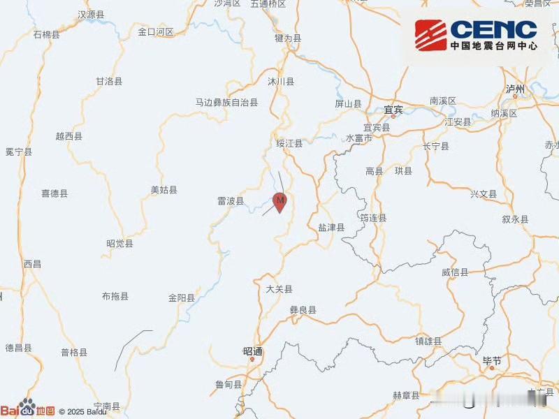 地震快讯中国地震台网正式测定：12月12日01时18分在云南昭通市大关县（北纬2