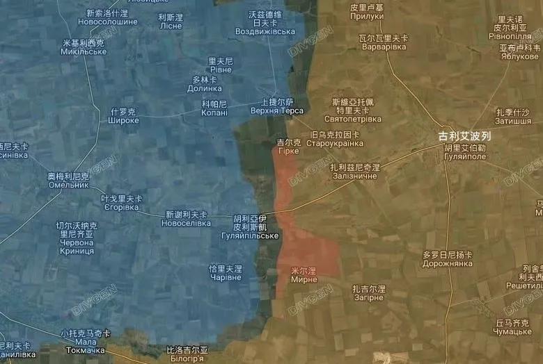 俄军东部集群在扎波罗热州古利艾波列西面占领了米尔涅，拉平了战线，但是丢了两天前刚