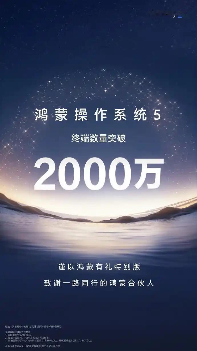 鸿蒙已经必成了。

9月上架了近百款top1000的软件，加速了用户升级鸿蒙5，