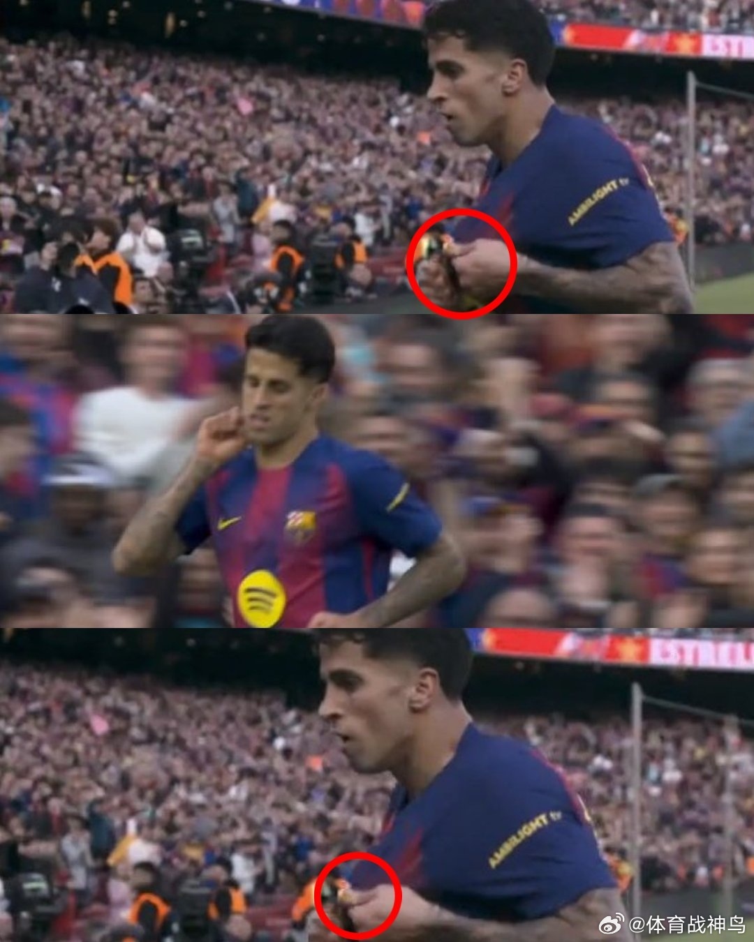 若昂·坎塞洛自重返巴塞罗那以来打入了首粒进球。他是如何庆祝的？在诺坎普球场展示了