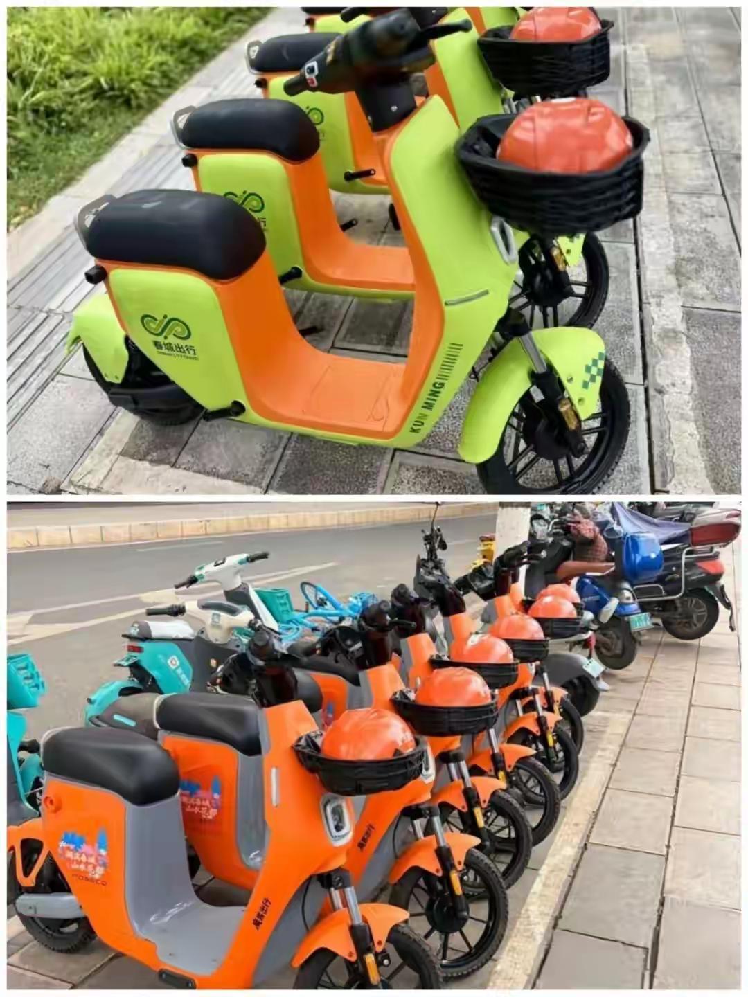 这几天昆明的路上又多了一款共享电单车摩客，看它的车身样子跟今年初的春城出行真的好