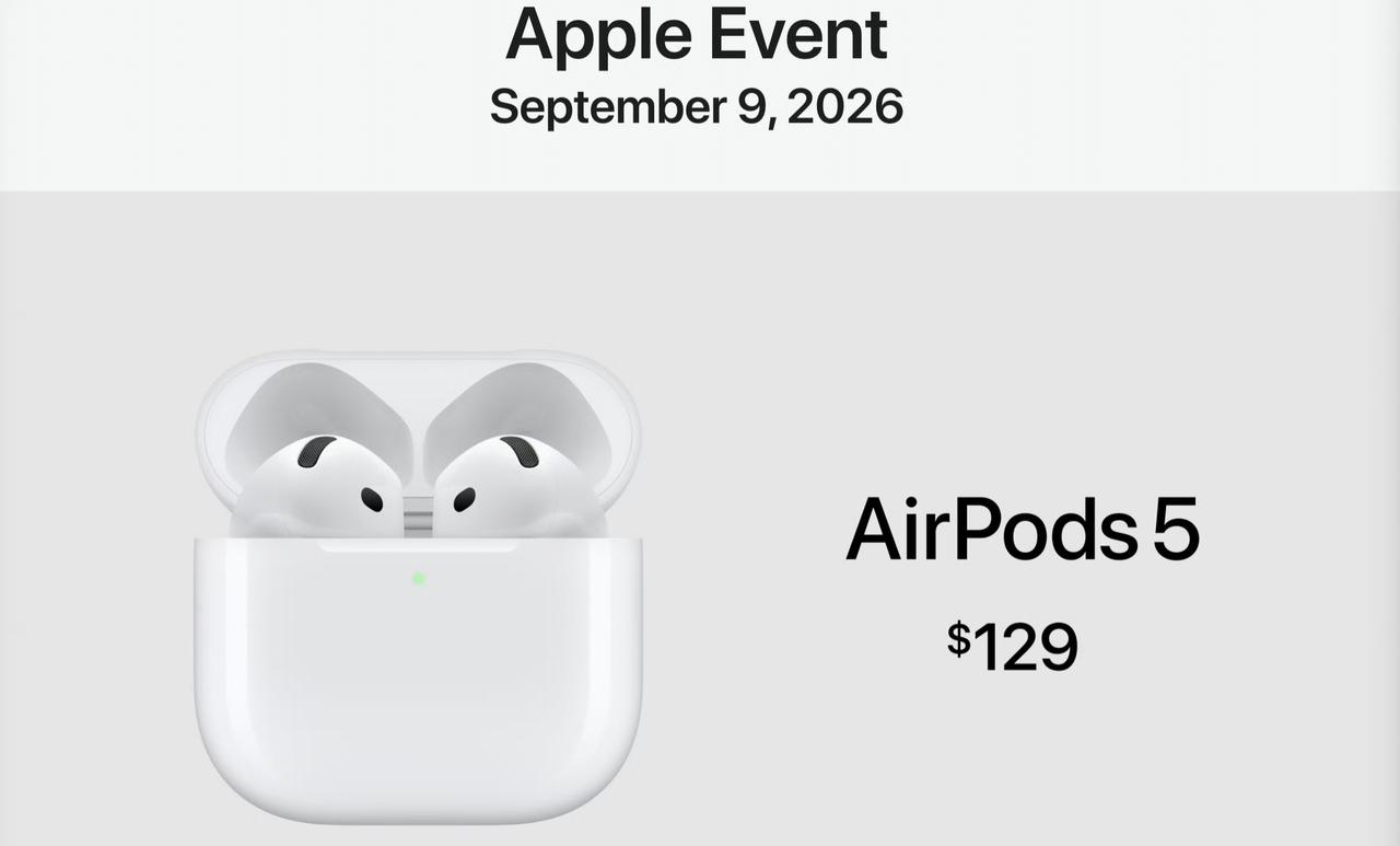 AirPods5最值得买
售价129美元带降噪
跟AirPods4无降噪一样价格