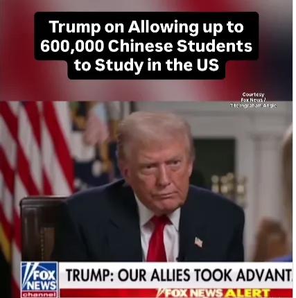 福克斯主持人追问特朗普：“为何不减少中国学生赴美留学的人数？特朗普回答:“裁掉来