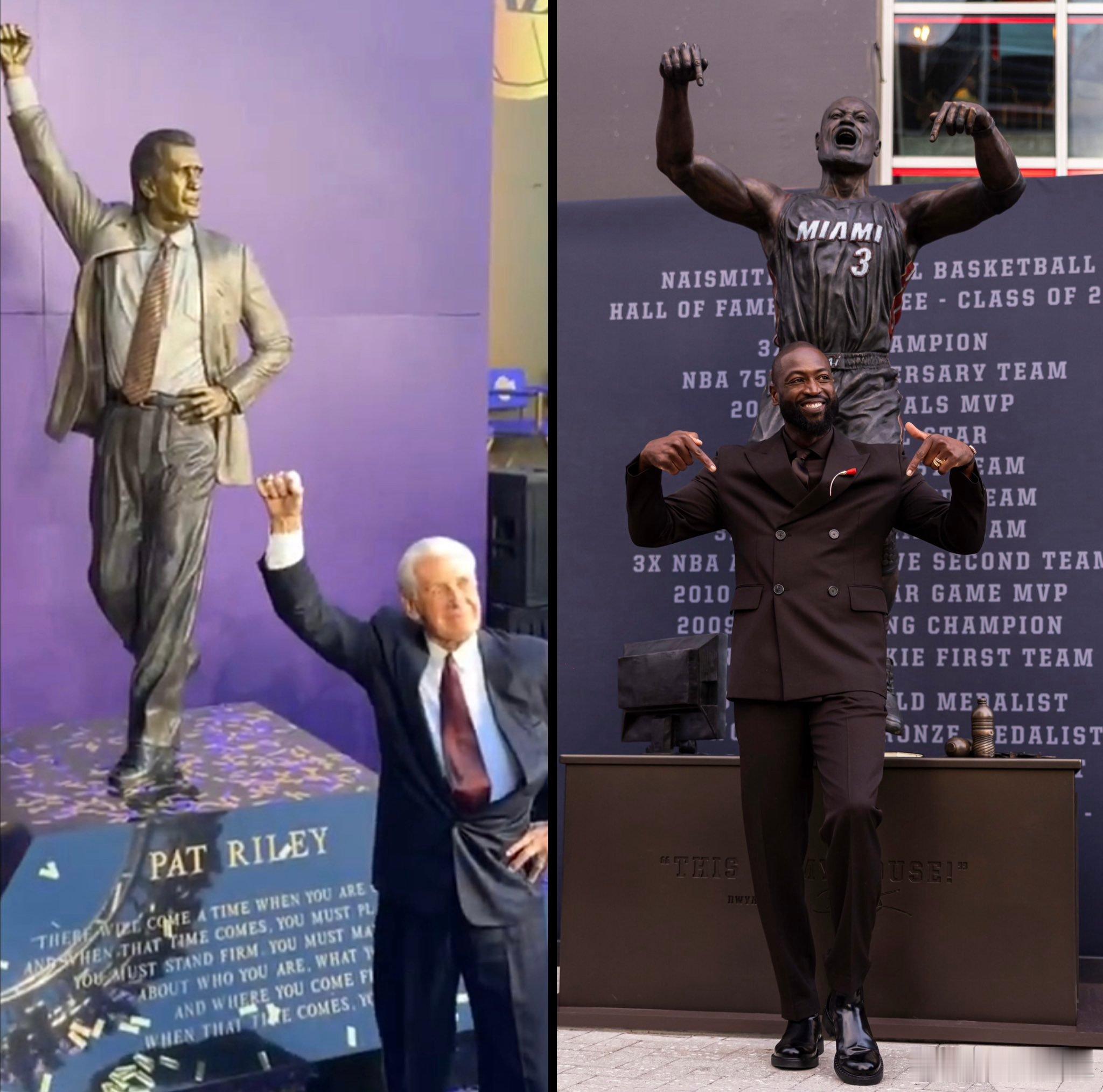 每次有传奇人物雕像揭幕时，韦德的雕像就难免会被球迷拿出来对比。帕特莱利的雕像姿势