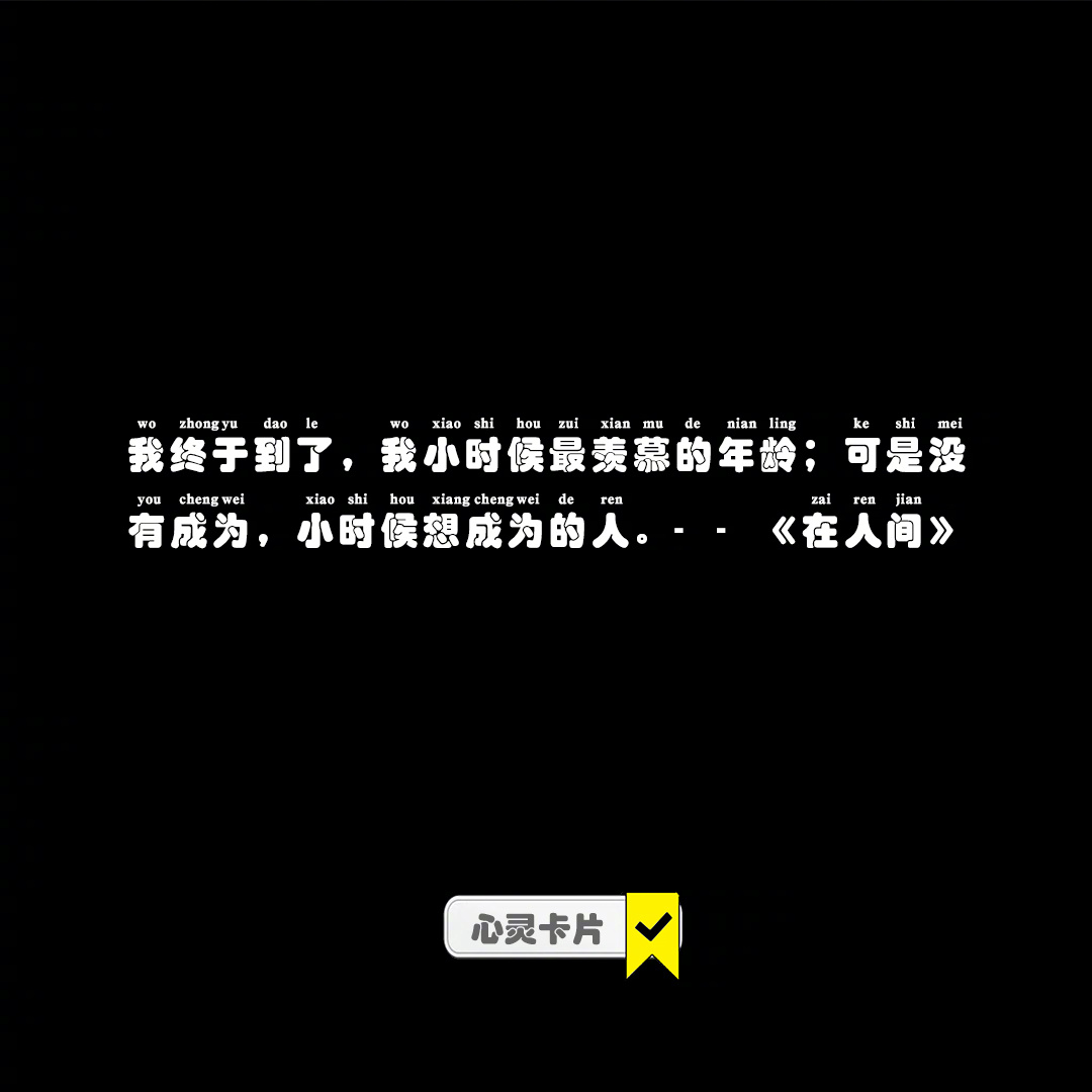 我终于到了，我小时候最羡慕的年龄；可是没有成为，小时候想成为的人。--《在人间》