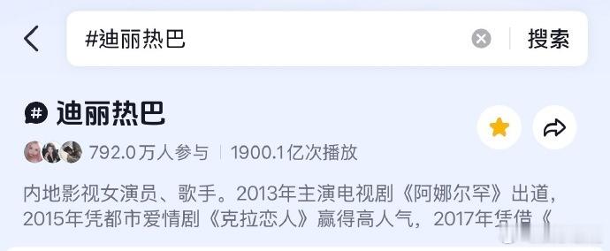 迪丽热巴VOGUE盛典口碑迪丽热巴话题播放破1900亿 迪丽热巴话题播放破190