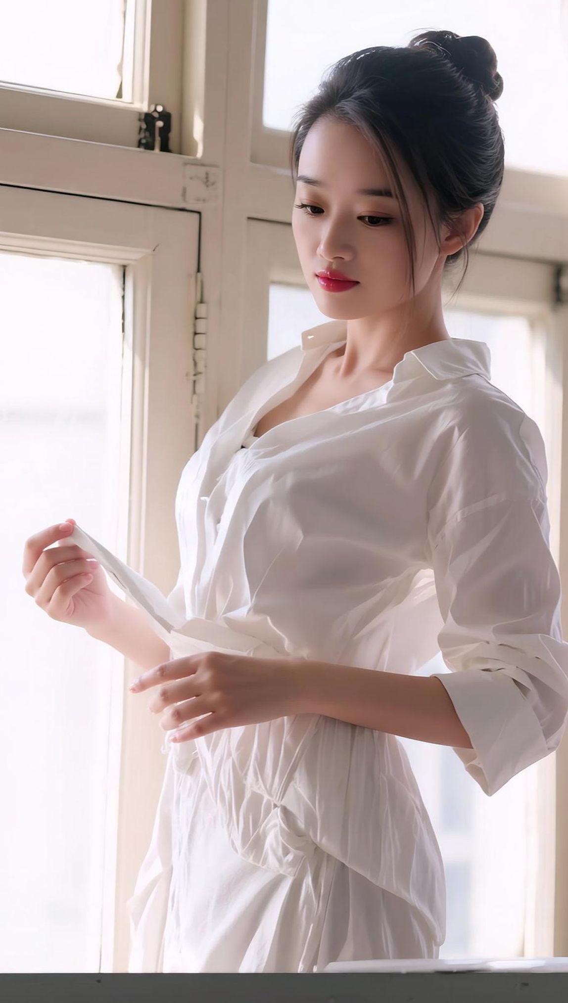 AI窗畔白衫照 抖音ai创作