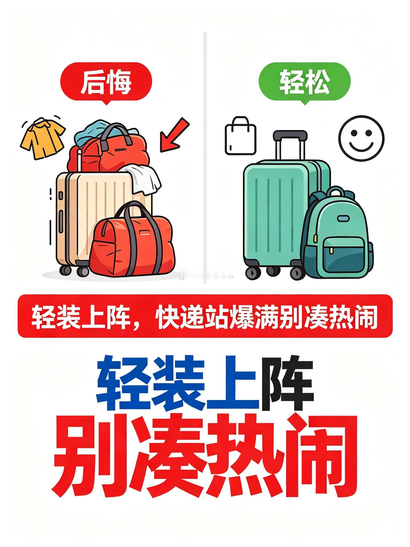 终于懂开学不用带太多行李的快乐了校门口看到拖着三个箱子的新生，想起当年的自己。后