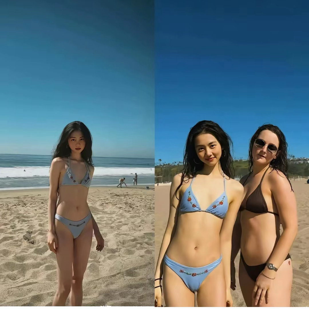 黄多多确实长成了大姑娘，颜值、身材绝不输她妈妈孙莉。 