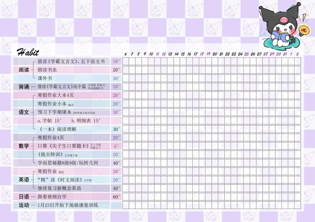 1月6日 周一🧮总结
不用准备期末考试、不用上学、不能户外活动的娃，从12月份