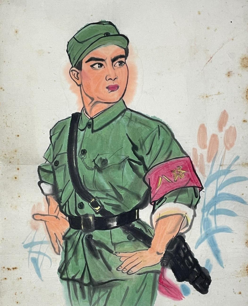 英姿飒爽的八路军战士，守护着和平与希望。