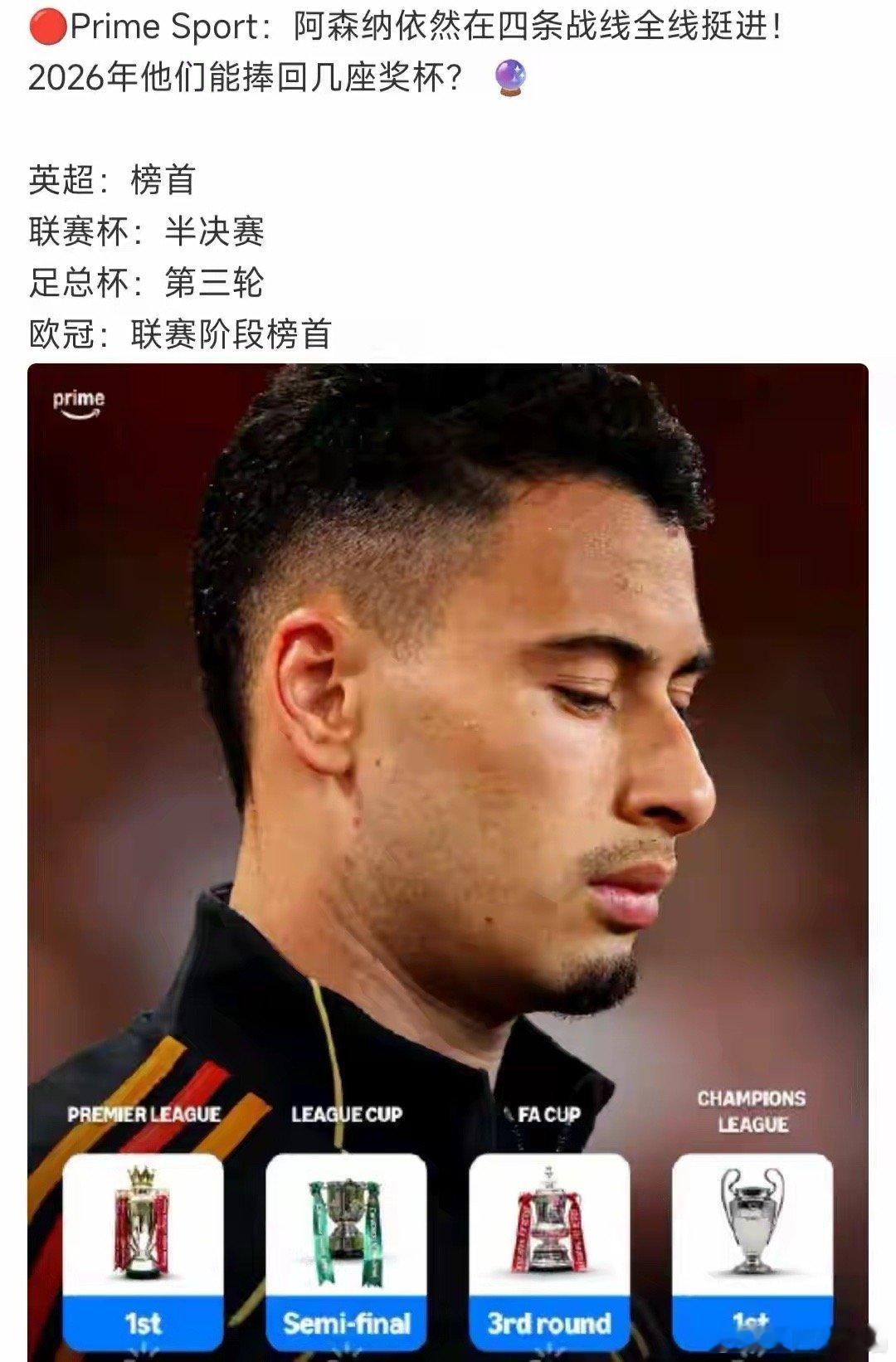 2025年圣诞节展望一下阿森纳四冠王，甚至更多的冠军。现在英超第一，欧冠第一，联