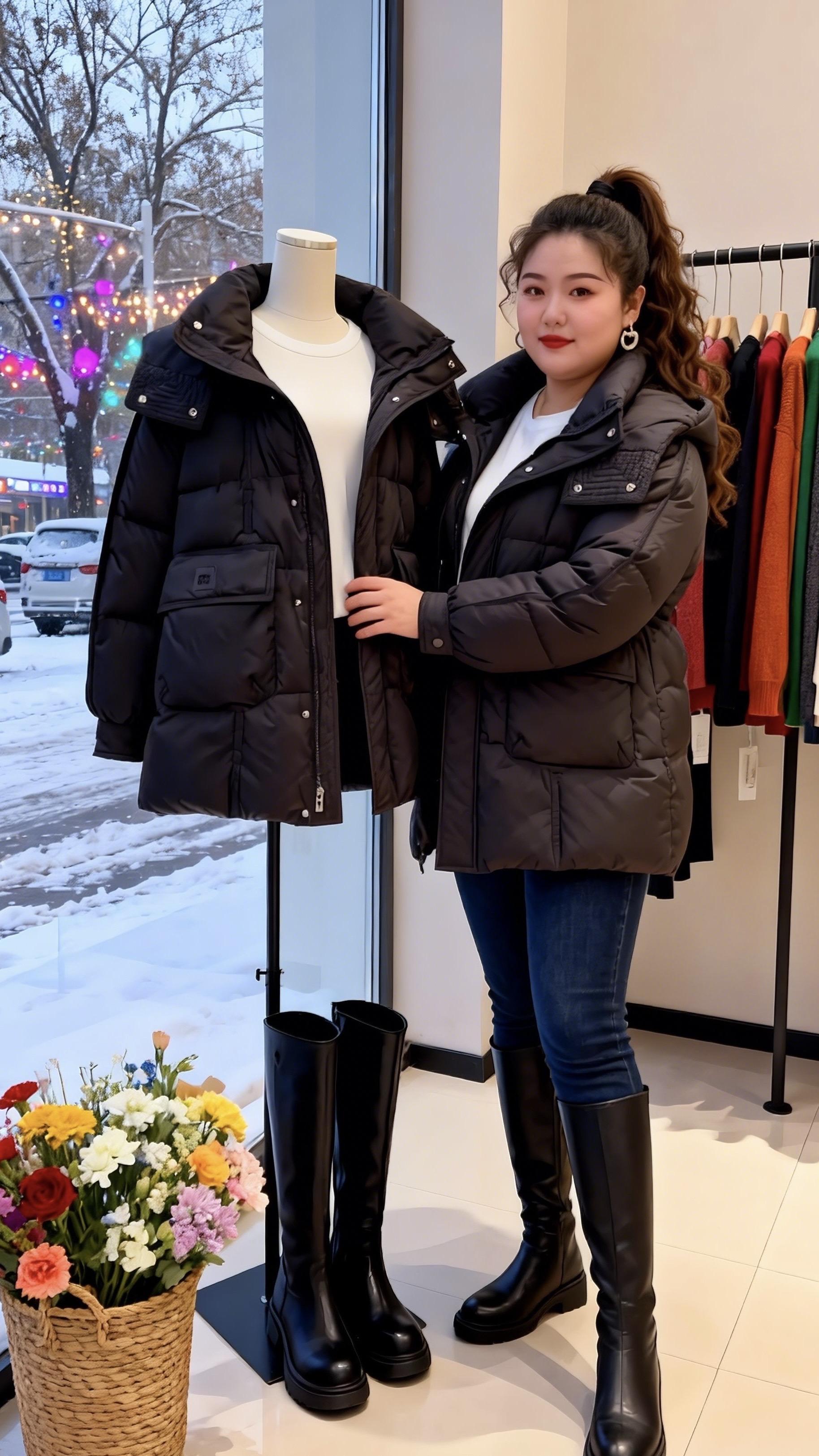 秋冬穿搭 保暖又好看一键入冬穿搭大码女装遮肉显瘦