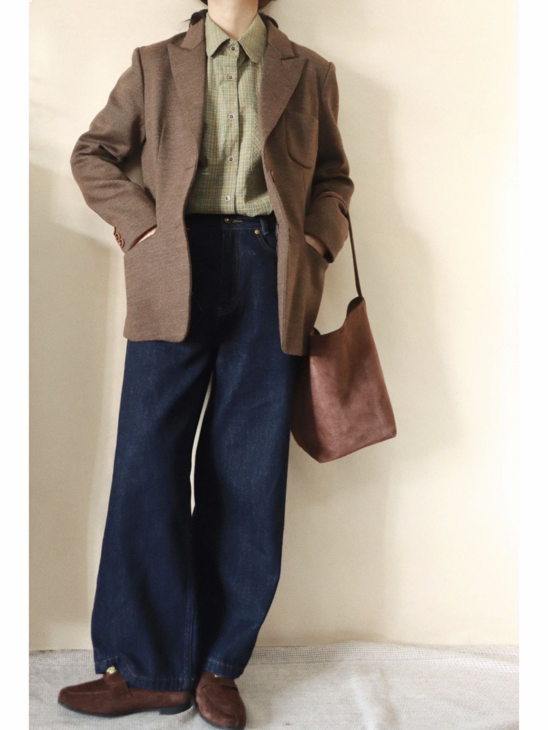 复古小西装和格子衬衫好配！！