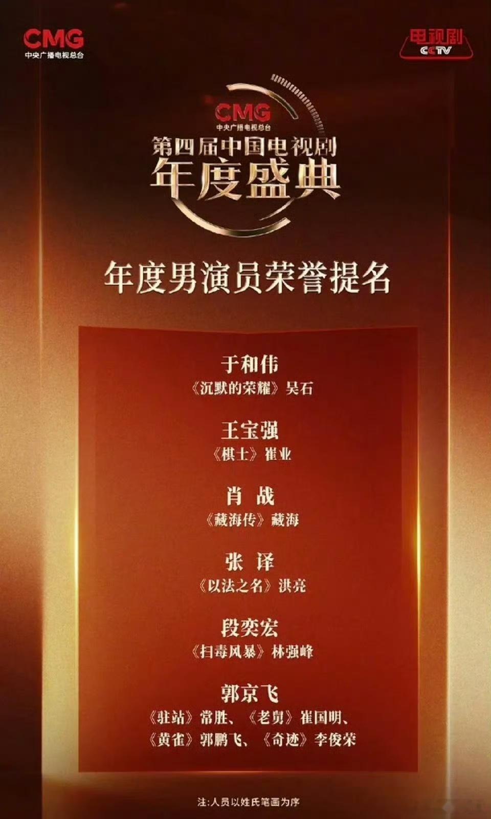 恭喜肖战提名CMG年度男演员 