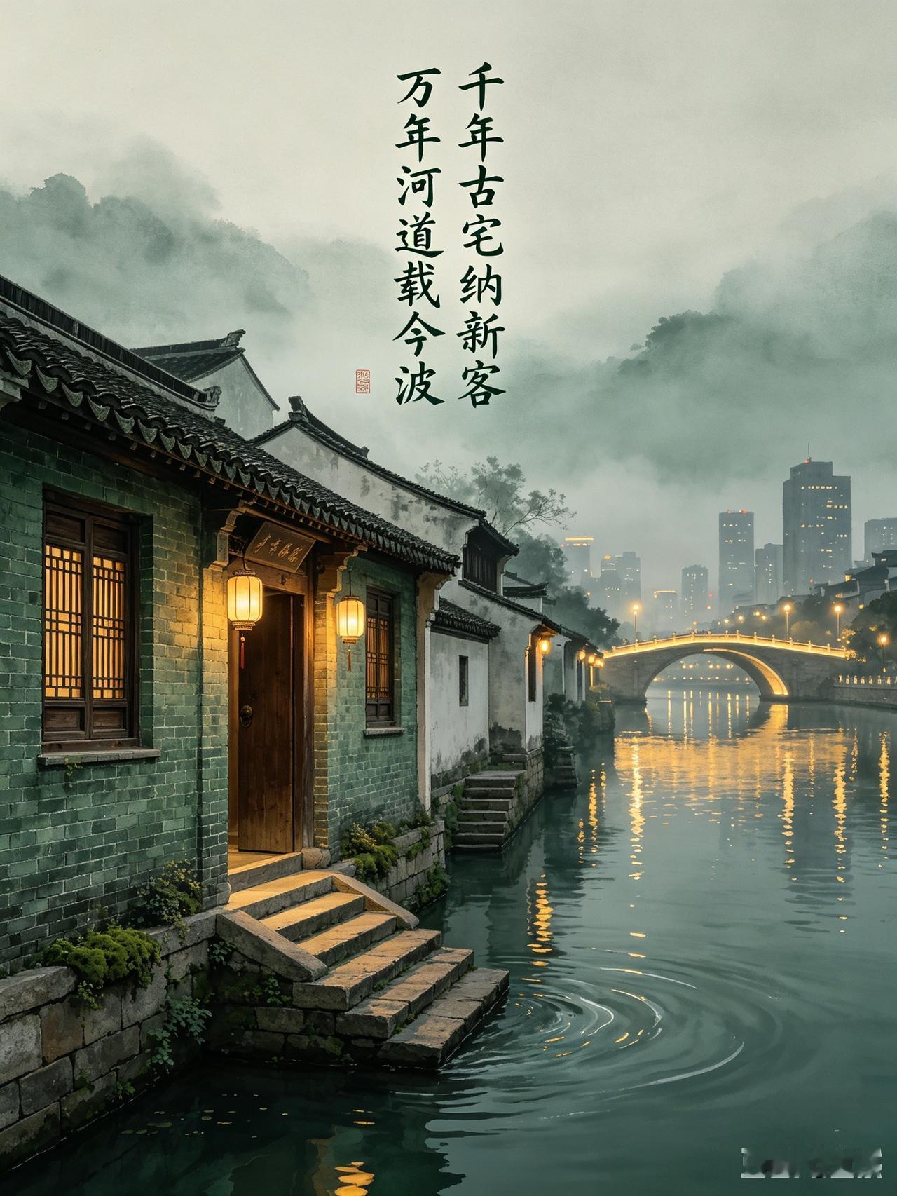 千年古宅纳新客 万年河道载今波
填词？