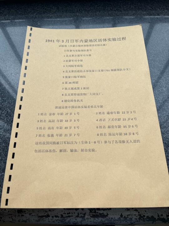 本馆藏品：侵华日军内蒙古地区冻伤实验