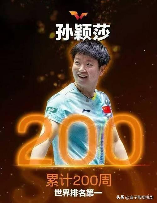 🎉孙颖莎达成世界排名第一200周里程碑！3月25日，WTT世界乒联发布海报庆祝
