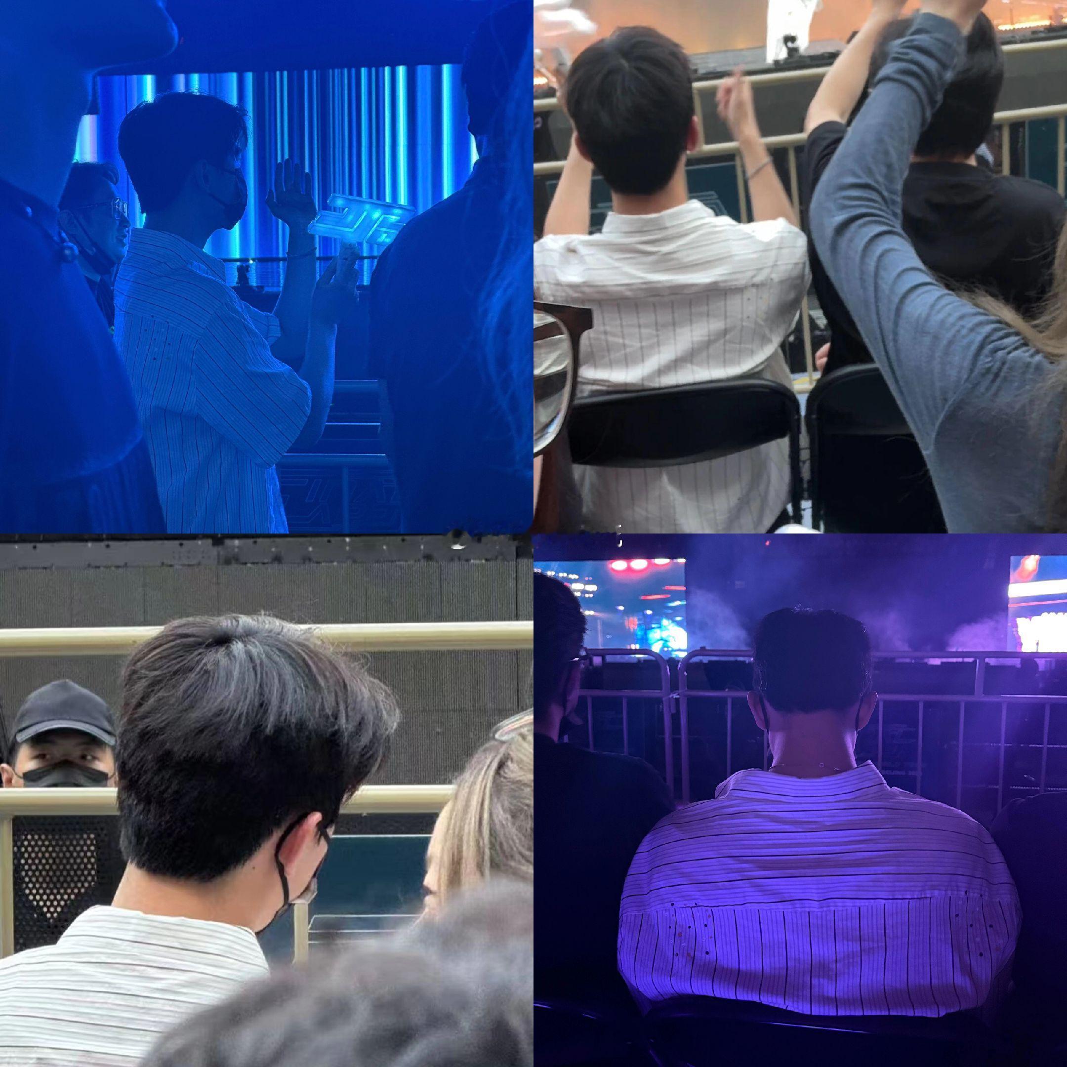 坐杨洋后面看林俊杰演唱会。很多网友都在JJ演唱会上看到了杨洋，穿着白衬衣，头发十