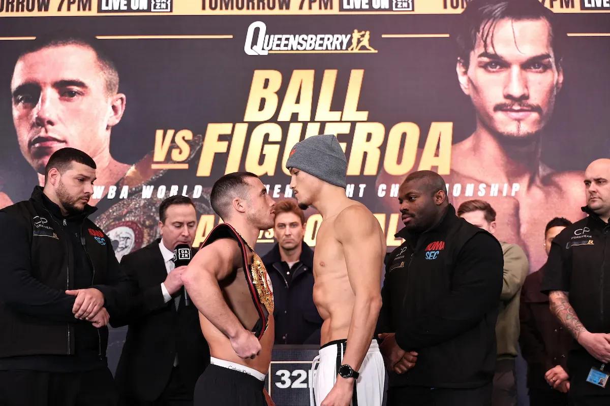 鲍尔125.11磅，菲古罗亚125.14磅，WBA羽量级世界头衔战明早上演。
