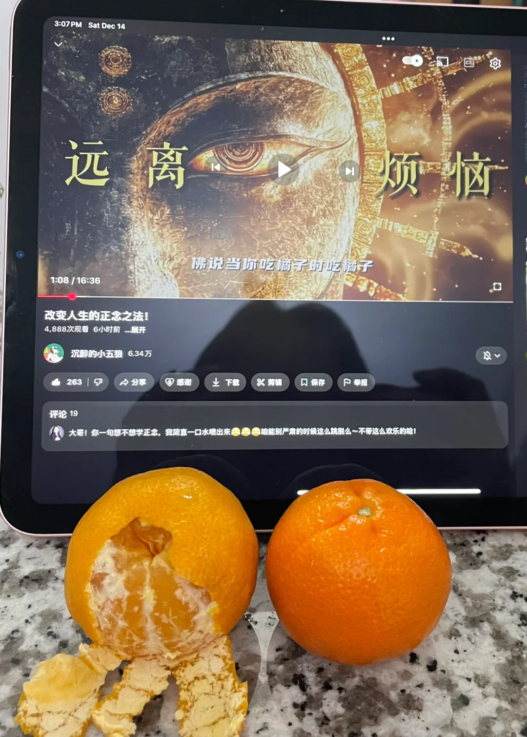 佛说：当你吃橘子时吃橘子