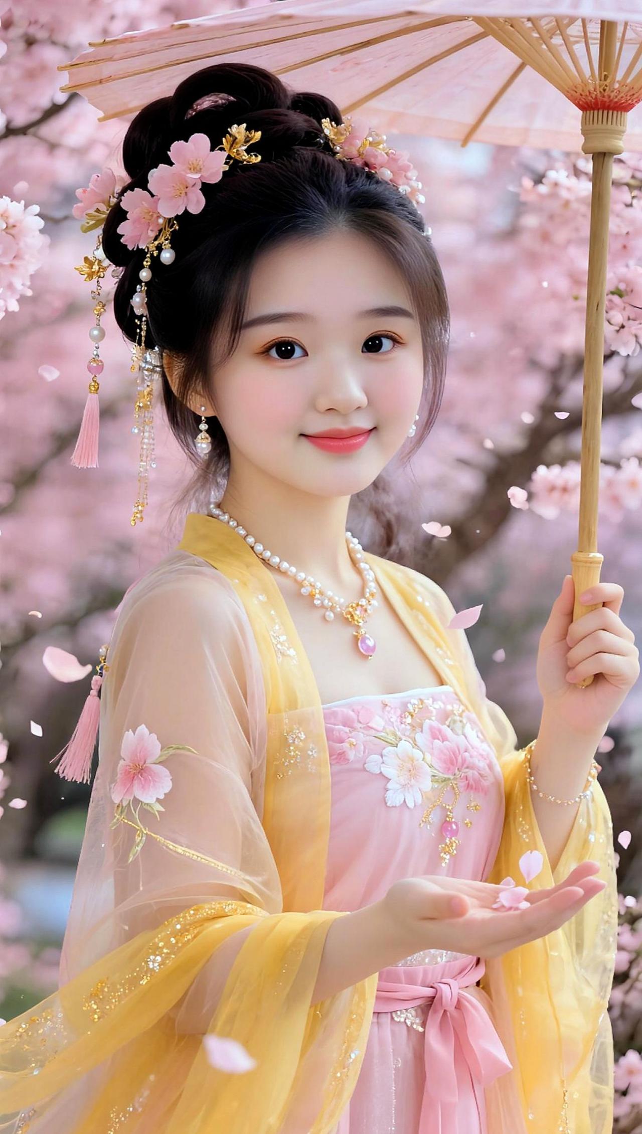 AI桃林古风写真 随变ai随便玩 樱花古风背景 粉色古装汉服 樱花汉服拍照姿势