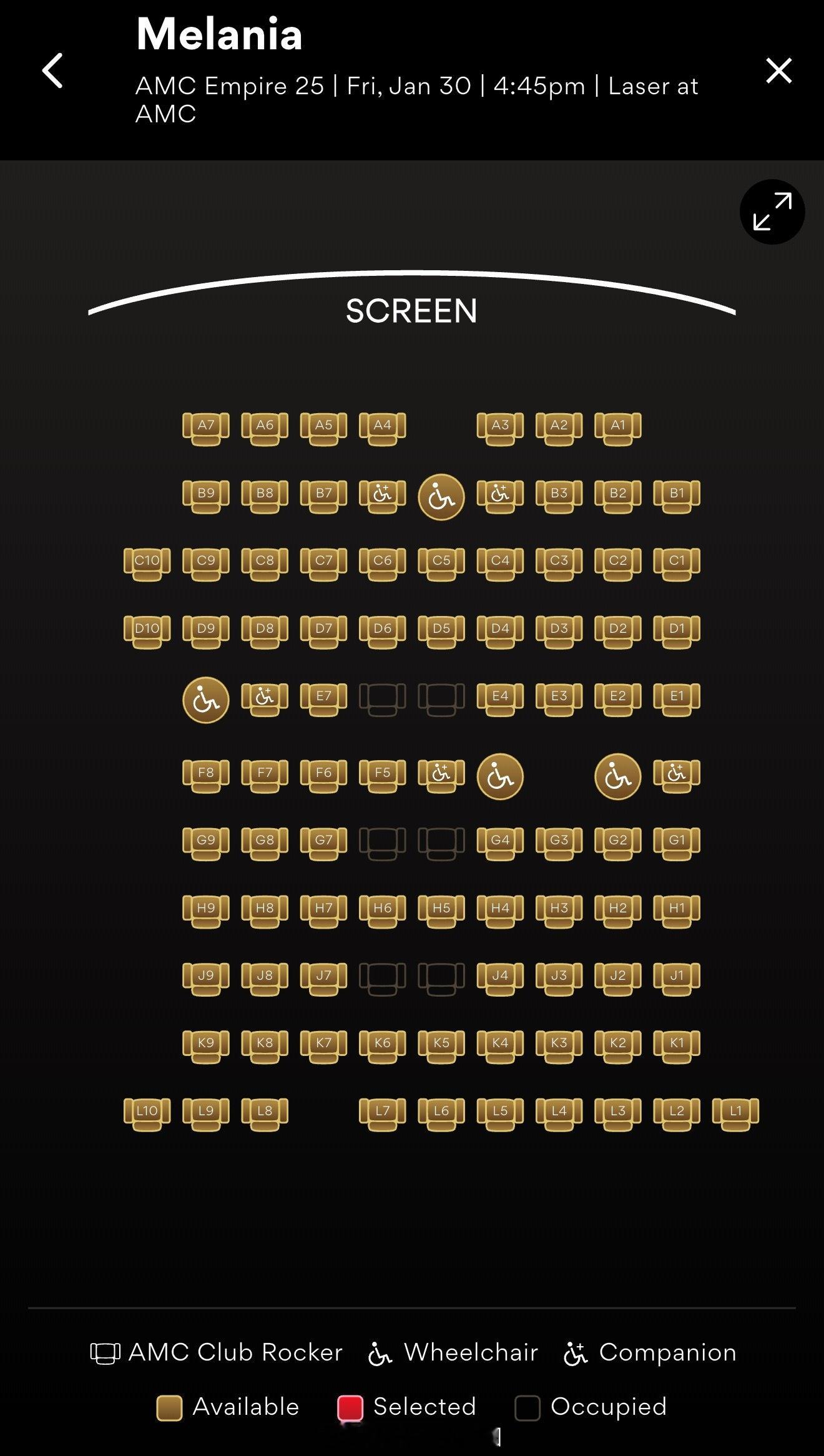 <Melania>纪录片，纽约时代广场AMC 25周五上映首日，目前各时段售票状