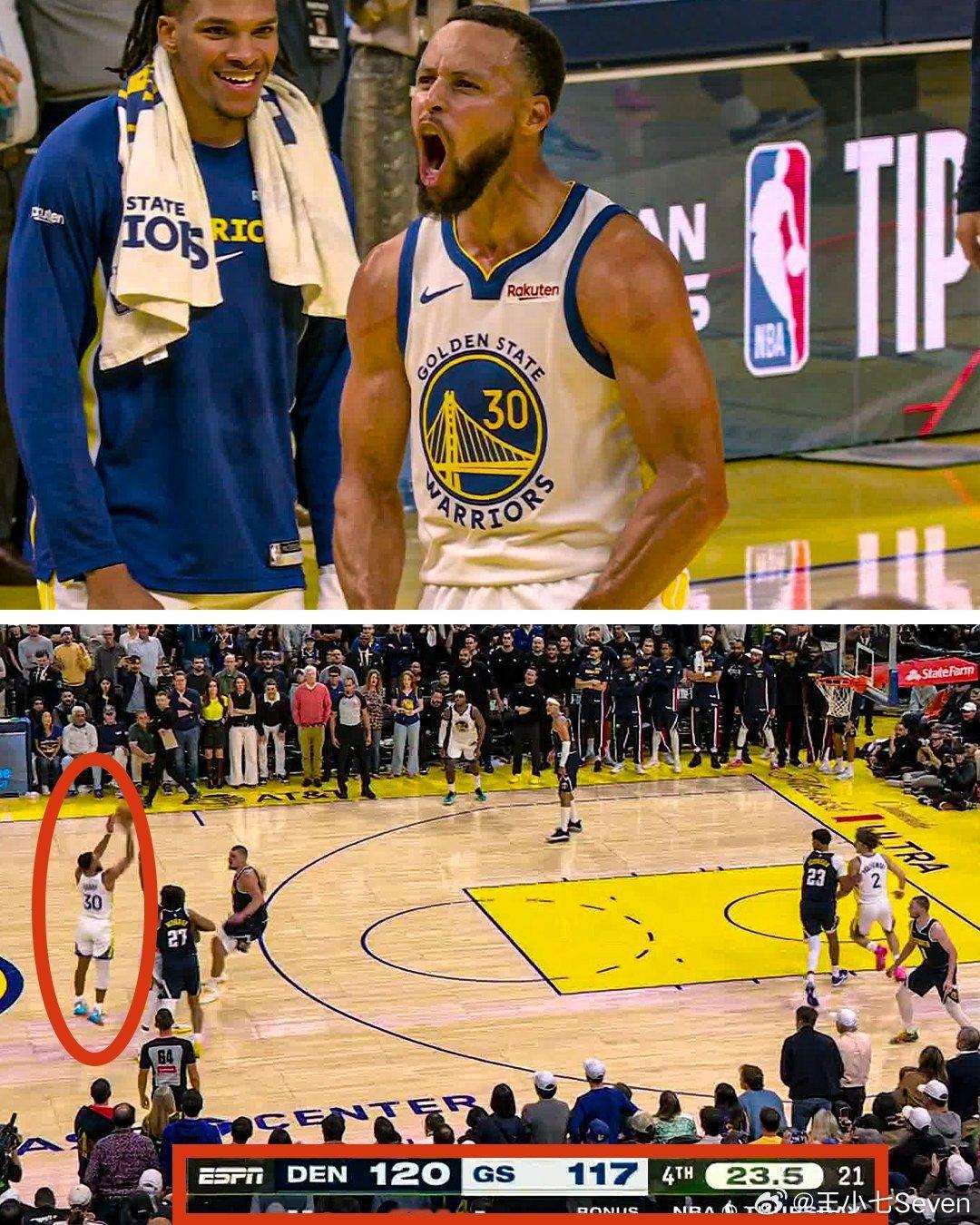 今日份快乐～～～库里超远三分绝平 ​​​