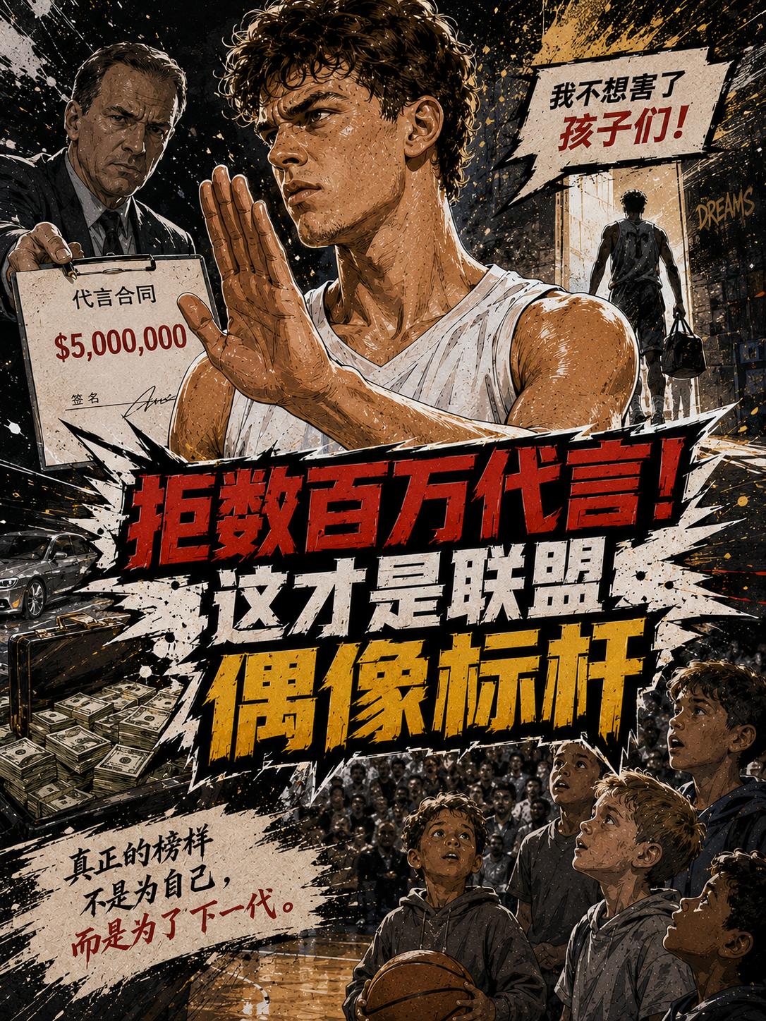 果断拒绝数百万美元的代言合同，这才是真正的顶级球星，这才是球迷们追捧的偶像。而且