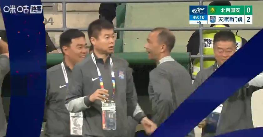 北京国安vs天津津门虎   国安上半场尾声丢的这第二个球，天津外援哈达斯打进的这