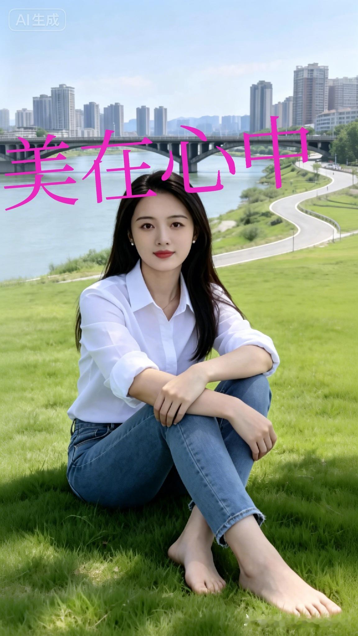 城市绿洲中的清新少女，享受宁静时光。自然治愈系美女
