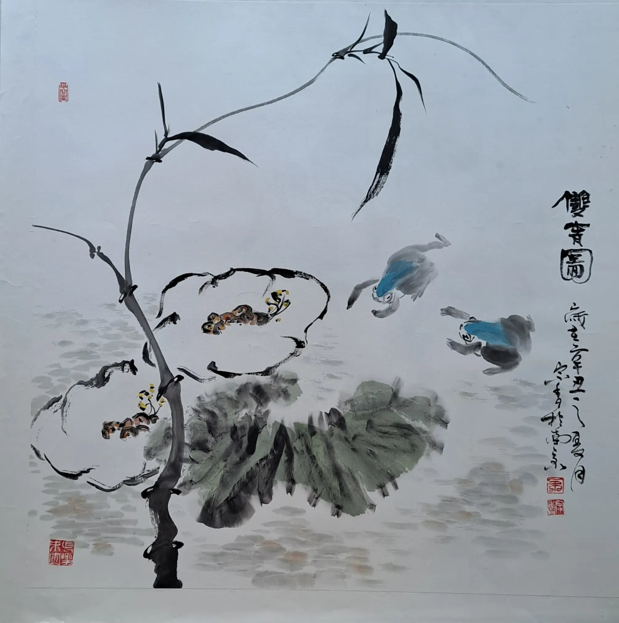 中国画《双清图》 原创。作者：余宗香    尺寸：68 cmx60cm