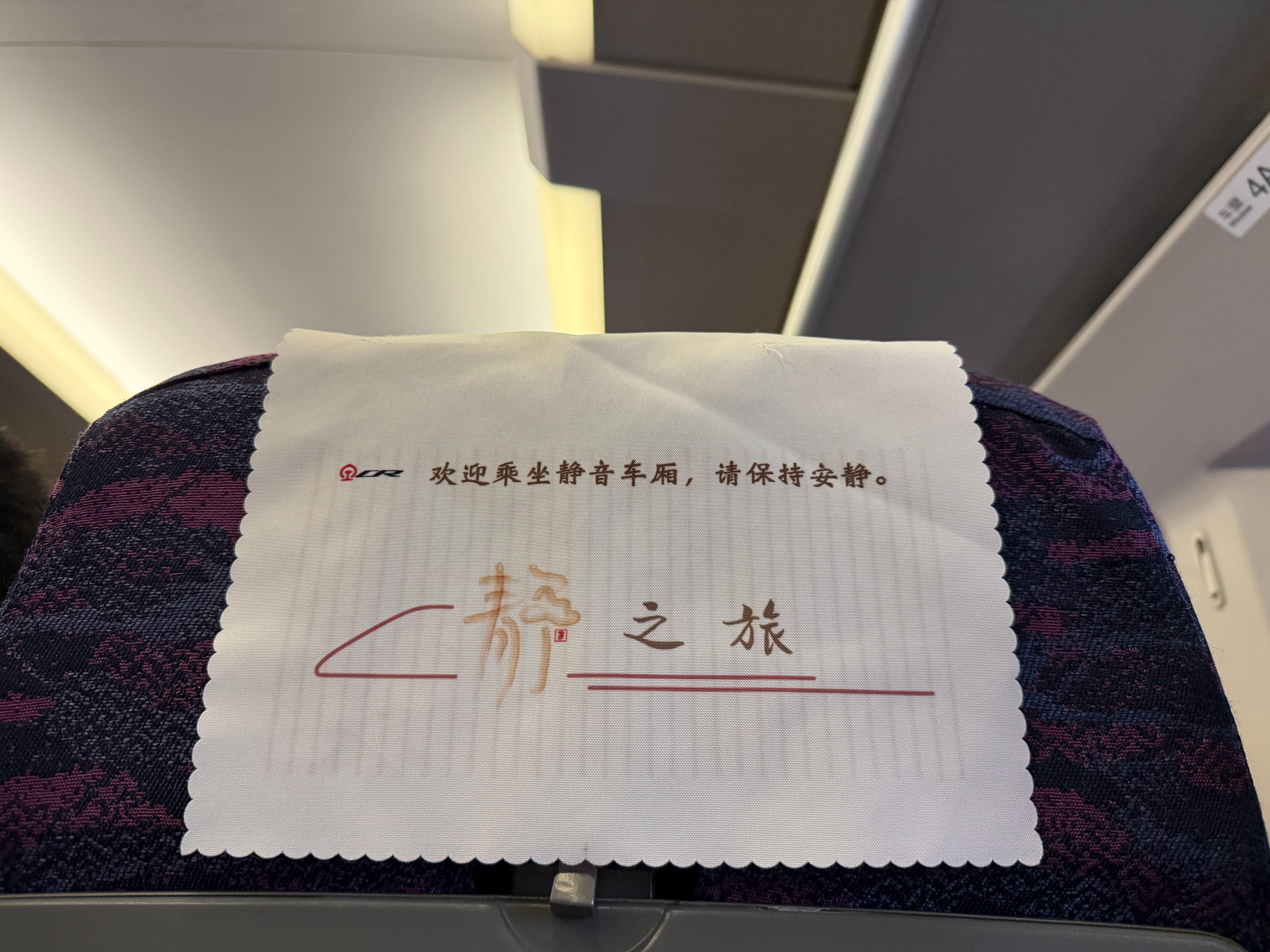 头一次坐高铁静音车厢，确实很安静，马上就要睡着了