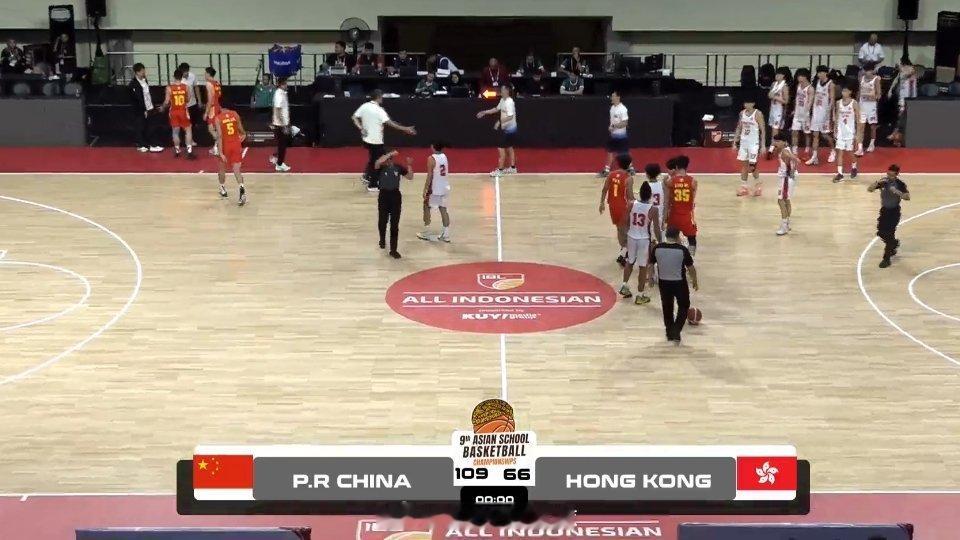 第九届亚洲中学生篮球锦标赛（2025）半决赛，中国队109-66大胜中国香港队，