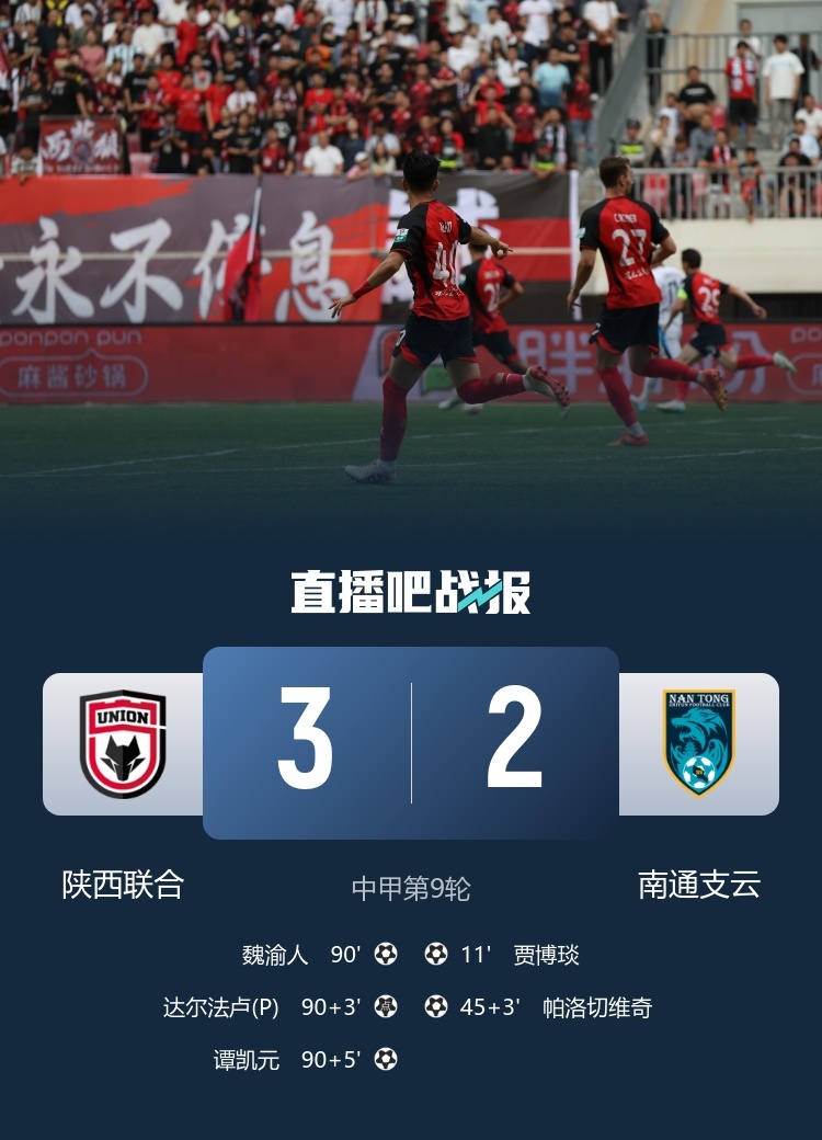 5分钟3球超级逆转！#陕西联合3比2南通支云# 中甲第9轮，陕西联合5分钟连进三