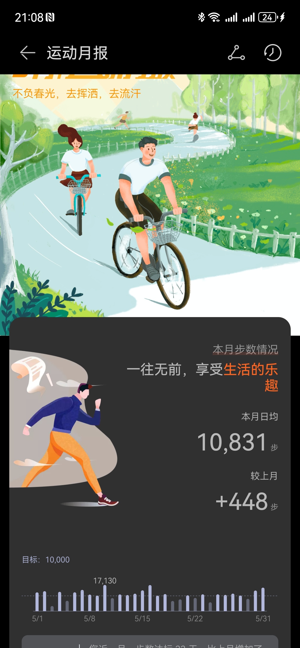 五月份，日均1万步+，能打败微博90%的朋友不？ 
