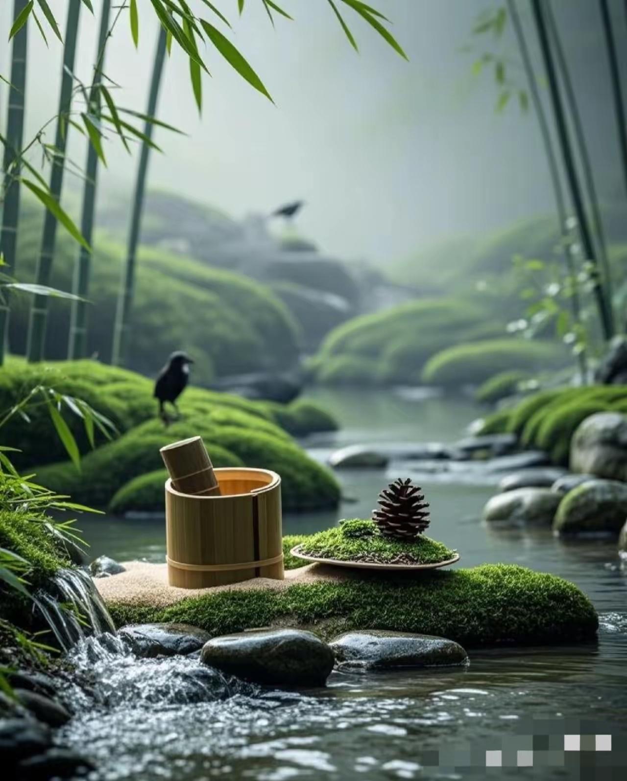 漫寻幽径苔痕绿，
真找雪中艳点红。
横批：《红绿之歌》