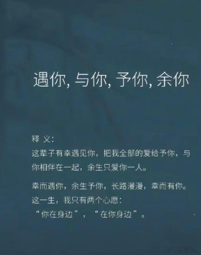 情感 何其有幸 此生相遇 遇你 与你 予你 余你，希望我们一直这样相互理解，互相