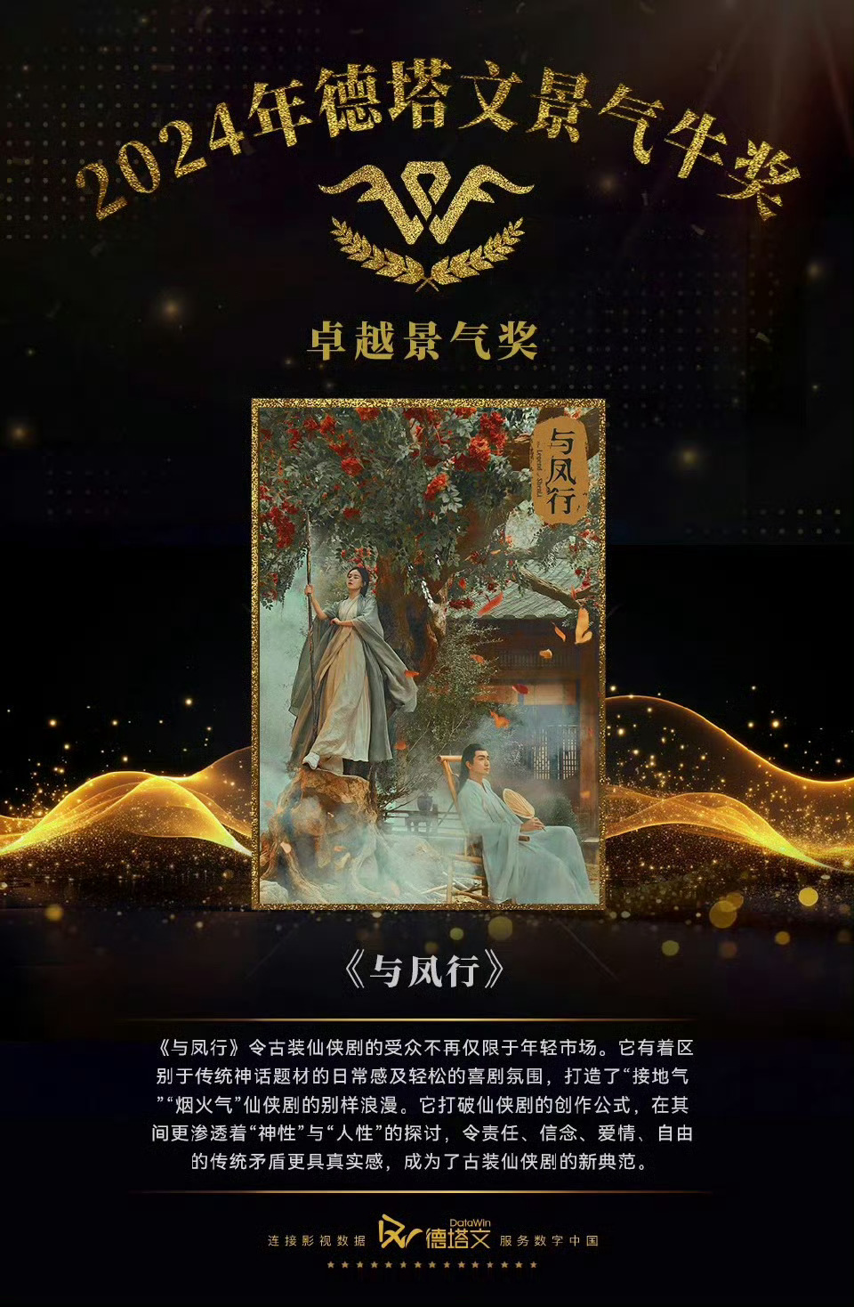 《与凤行》古装仙侠的新典范！！阿拉凤又拿奖了德塔文卓越景气牛奖！不愧是赵丽颖爆爆