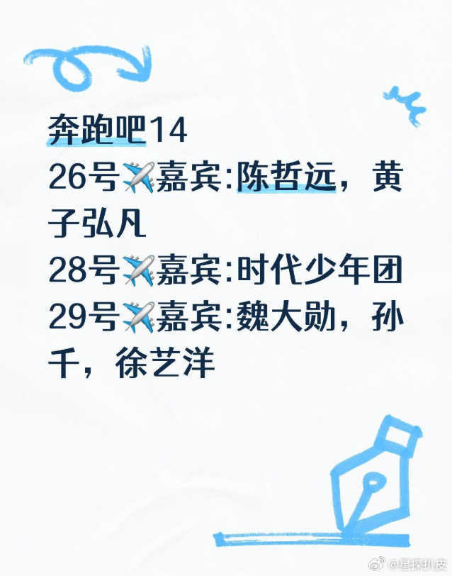 奔跑吧14飞行嘉宾网传奔跑吧14飞行嘉宾网传奔跑吧14飞行嘉宾，26号:陈哲远，