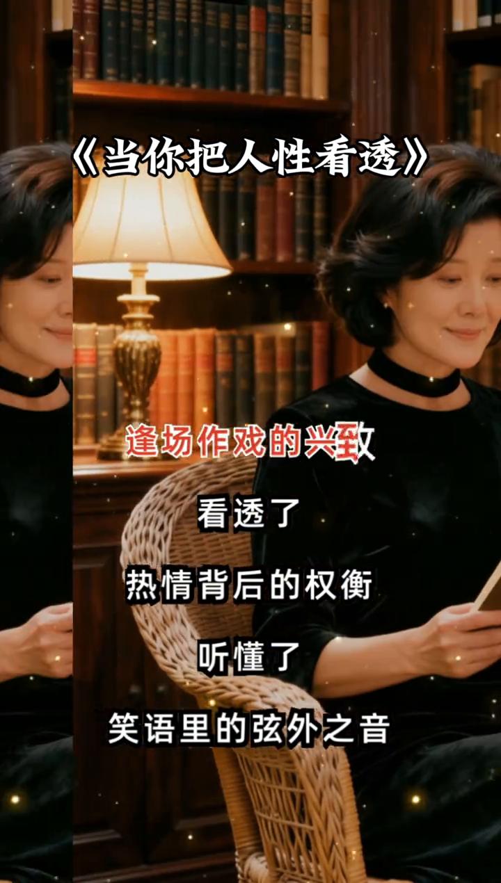 《当你把人性看透》。
当你真正把人心看透，那些喧闹的场合渐渐就少了你的身影。不是