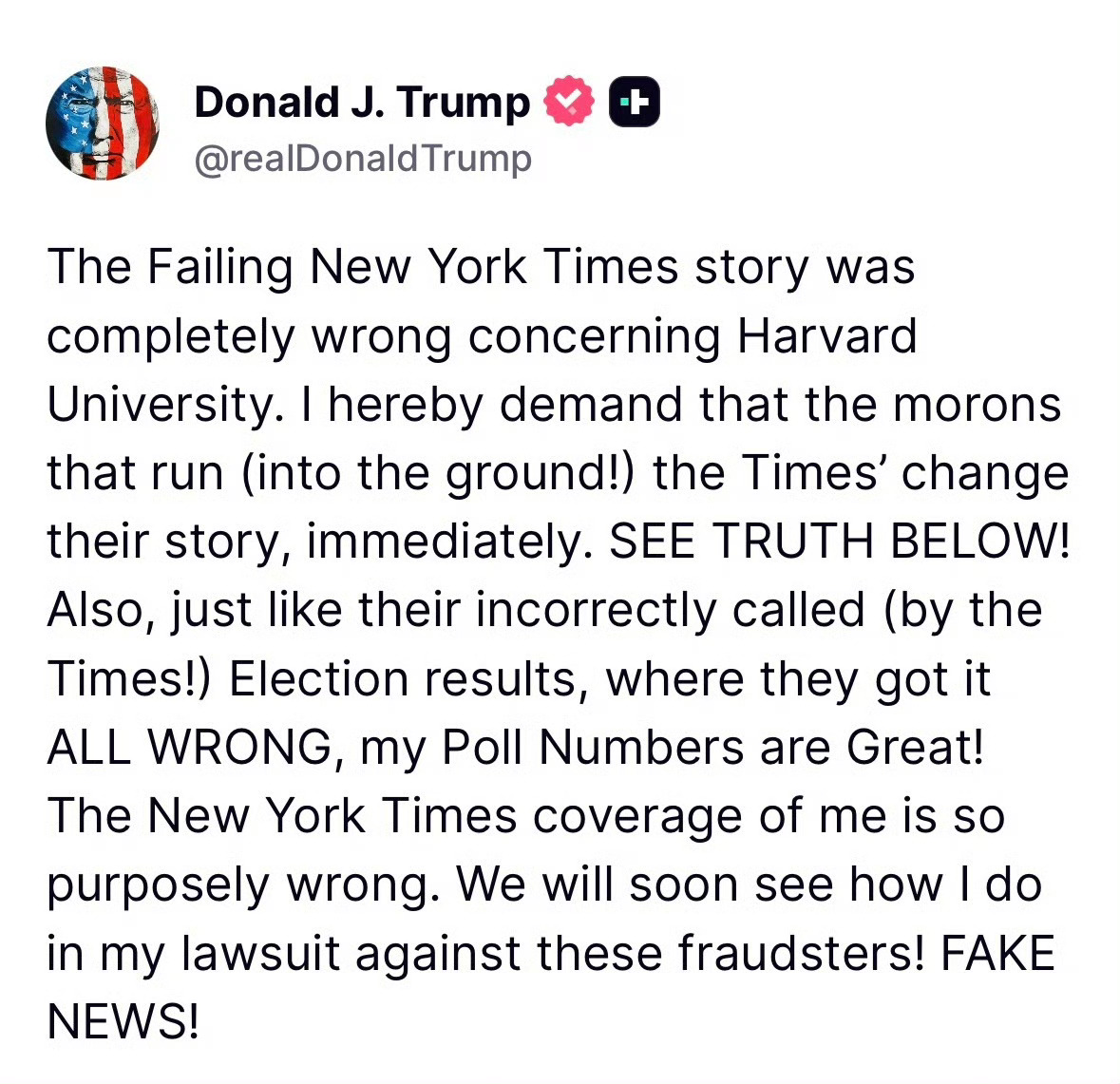 特朗普连续发两文，抨击哈佛大学，指责其长期存在反犹问题、涉嫌严重违法行为，向哈佛