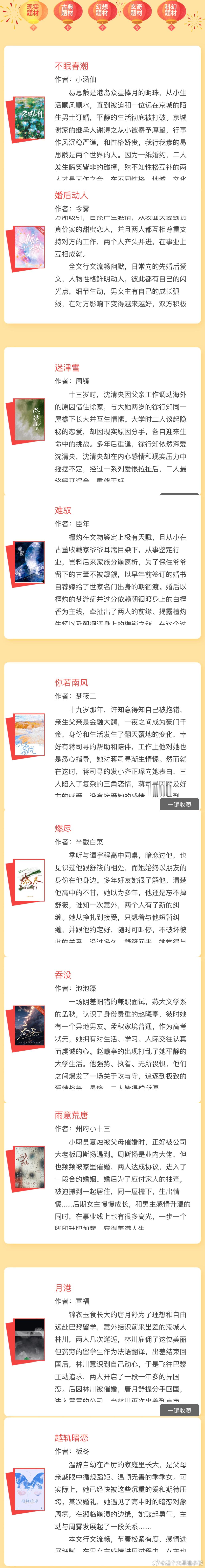 是我最爱的小说 jj年度盘点也出来了，分别有现实题材、古典题材、幻想题材、玄奇题