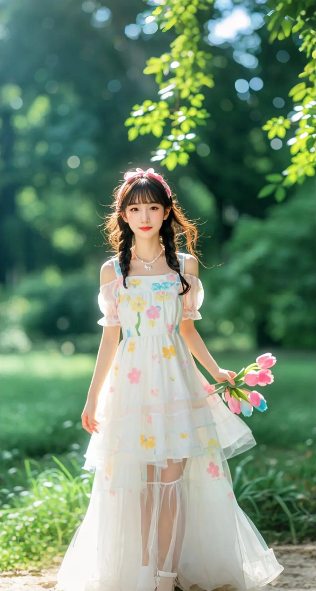 AI扩图 AI元气花漾少女