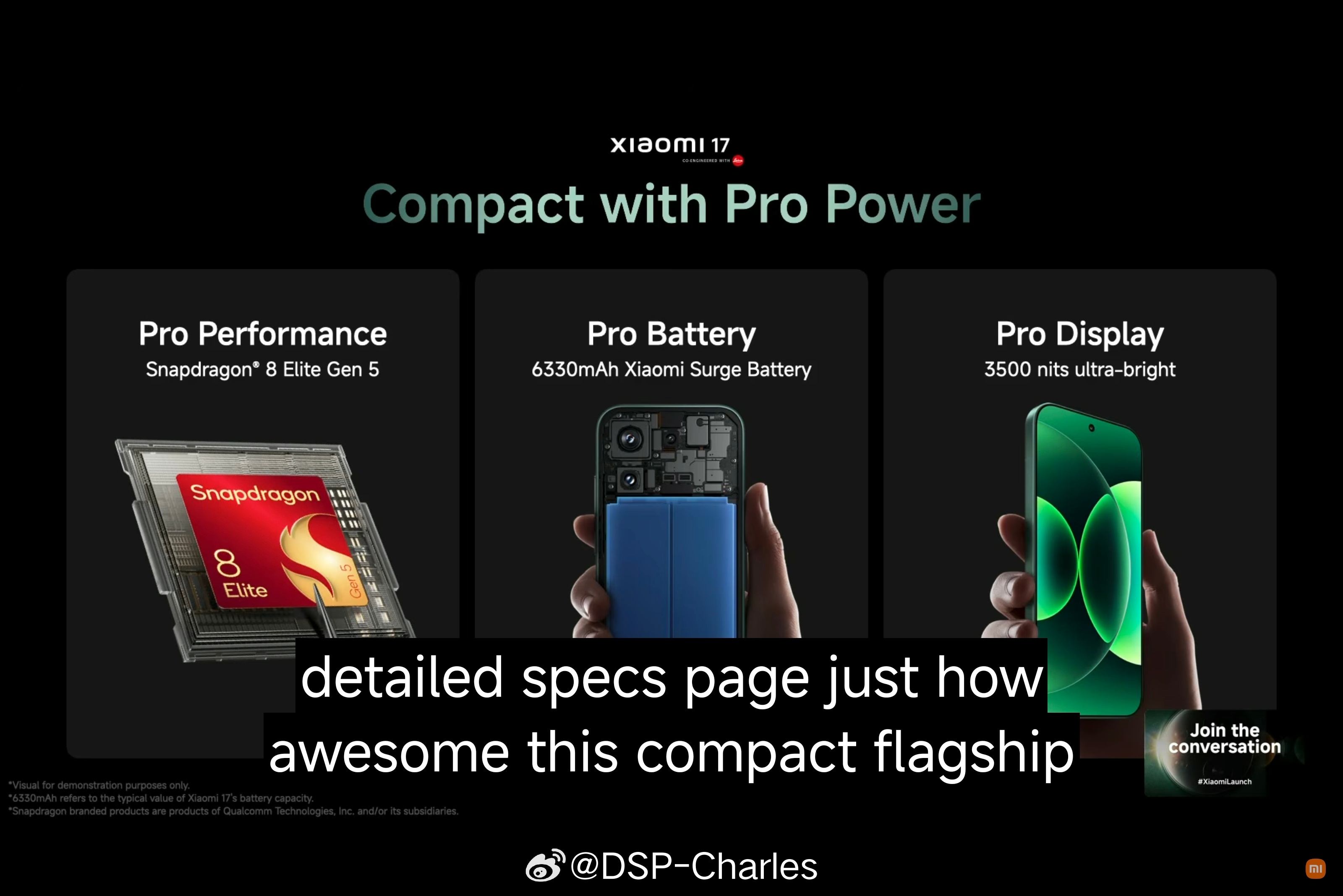 小米17国际版发布，墨绿色还不错，电池从7000缩小到6330mAh，定价999