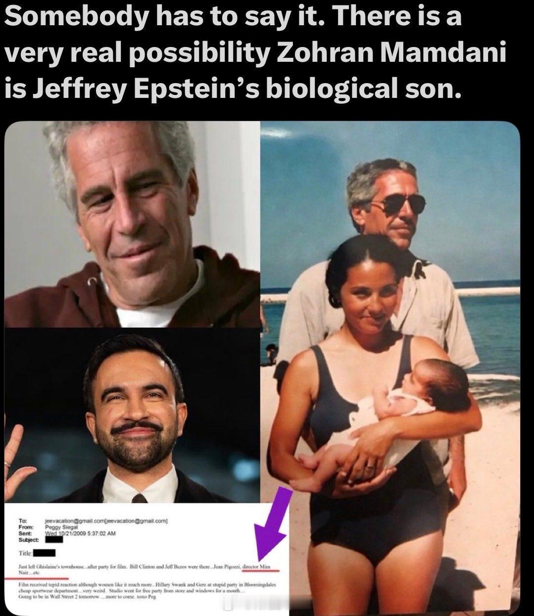 纽约新市长扎赫兰·马姆达尼是杰弗里·爱泼斯坦的亲生儿子？他的母亲米拉·奈尔曾参加